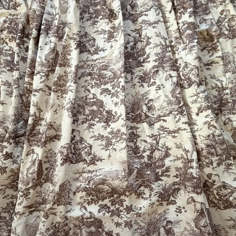 Vtg Laura Ashley House Party Toile Pinch Pleat Lined Curtains Panels 28x86 Brown